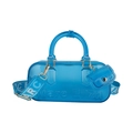 Bolso tipo almohada azul translúcido con correa ancha y mini bolso a juego en PVC - Azul Transparente