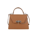 Sac à main marron Saffiano avec chaîne argentée et bandoulière réglable - Marron
