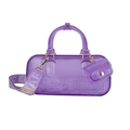 Bolso Boston de PVC morado con correa ancha de tejido y mini colgante decorativo - Púrpura Transparente