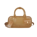 Bolso de gelatina de PVC traslúcido ámbar con monedero pequeño y correa de tela ancha de moda - Café Transparente