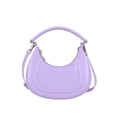 Chic light purple crescent armpit bag in glossy leather with detachable shoulder strap - Purple
