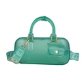 Stylish transparent green PVC jelly Boston bag with wide logo strap and coin purse - Translucent Green