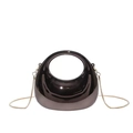 Minimalist candy color acrylic box bag with metallic mirror finish and golden chain strap - Gunmetal