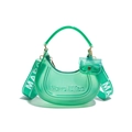 Transparent green jelly hobo bag with wide nylon strap and small coin pouch attachment - Translucent Green