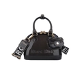 Black transparent PVC jelly shoulder bag with branded wide strap and mini coin pouch - Transparent Black