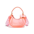 Pink translucent jelly dumpling bag with stylish wide shoulder strap and mini pouch - Transparent Pink