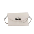 Chic beige crossbody bag with cross-grain texture and silver metal chain lock - Off White