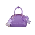 Purple PVC jelly shoulder bag set with detachable wide strap and matching coin purse - Transparent Purple