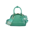 Chic mint green PVC jelly handbag with wide shoulder strap and matching mini coin purse - Translucent Green