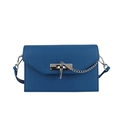 Navy blue Saffiano leather Kelly bag with silver twist lock and chain detail - Dark Blue