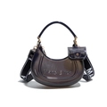 Smoky grey translucent crescent bag with wide logo strap and mini coin pouch accessory - Transparent Black