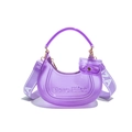 Purple transparent jelly dumpling bag with stylish wide canvas strap and mini pouch - Transparent Purple