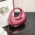 Chic metallic pink acrylic crescent bag with round handle and gold chain strap - Pink