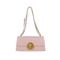 Pink leather shoulder bag with gold chain strap and metal swivel lock buckle detail - Pink