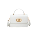 Bolso bandolera blanco de piel sintética con hebilla dorada M y asa de estilo minimalista - Blanco