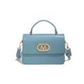 Bolso bandolera azul claro vintage con hebilla metálica M dorada y asa superior - Azul Gris