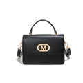 Bolso bandolera negro de cuero con hebilla dorada de logo M y asa de mano fija - Negro