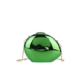 Green mirror metal evening clutch with gold chain strap in irregular pebble shape - Green