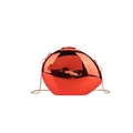 Glossy red pebble-shaped acrylic shell crossbody bag with a delicate gold chain strap - Red