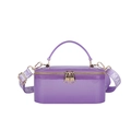 Glossy purple mini box bag with Marc lettered wide woven strap and golden hardware - Transparent Purple