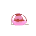 Pink mirrored pebble shell evening clutch bag with gold chain strap for parties - Pink