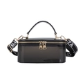 Glossy black translucent mini box bag with gold zipper and wide letter strap - Transparent Black