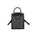 Retro black and grey mini crossbody square bag with vintage floral letter prints - Black