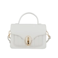 Sac à main en cuir grainé blanc avec détails dorés et fermeture à rabat élégante - Blanc