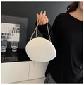 Elegant white pebble acrylic shell clutch bag with gold chain strap for evening events - White