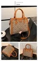 Brown tote bag with CACATOES monogram pattern, dual handles and golden hardware details - Grey Brown