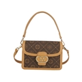 Bolso vintage marrón con acolchado de letras, cierre en M y correa de hombro ajustable - Marrón