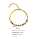Detail view of 4mm gold snake chain bracelet with colorful cubic zirconia and dimensions - Bracelet (HB0032G) / Gold Bracelet