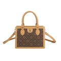 Borsa quadrata vintage marrone chiaro con logo CACATOES e motivo in tela monogrammata - Marrone