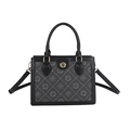 Borsa a tracolla quadrata chic nero e grigio con dettagli dorati da donna elegante - Nero