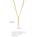 Collier minimaliste avec pendentif barre en acier inoxydable 316 doré pour femme - 40mm*4mm(50cm+5cm) / Style de colonne carrée dorée (HN0347G)
