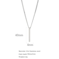 Collier pour homme en acier inoxydable 316 avec pendentif barre verticale argentée - 40mm*4mm(50cm+5cm) / Style de colonne carrée argentée (HN0347S)