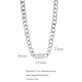 Details van de 7mm roestvrijstalen schakelketting met 17x8mm ovale tag en 45cm totale lengte - Ketting (HN0066S-4) / Zilver
