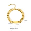 Gouden grove Cubaanse schakelarmband van 316 staal met een gladde rechthoekige ID-plaat - Armband (HB0027G-4) / Goud