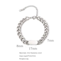 Zilveren 316L roestvrijstalen Cubaanse schakelarmband met graveerbare ovale plaat - Armband (HB0027S-4) / Zilver