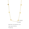 Details van de gouden 316L roestvrijstalen hartjesketting met afmetingen en gewicht - Gouden Hart Halsketting (HN0144G)