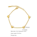 Gepolijste 18K vergulde hartarmband van 316 roestvrij staal met karabijnsluiting - Gouden Hart Armband (HB0086G)
