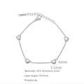 Minimalistische hartjesarmband van 316 roestvrij staal met vier zilveren hangers - Zilveren Hart Armband (HB0086S)