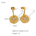 Detailed size specifications for heart star planet earrings with copper and zircon - Star Disc Style (SY78)