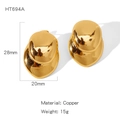 Gepolijste gouden koperen oorknopjes in organisch sculpturaal kiezelsteen design - Onregelmatige Kiezelstijl (HT694A)