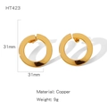 Polierte goldene 31mm runde Kupfer-Ohrstecker mit minimalistischem flachem Design - Minimalistischer Runder Stil (HT423)