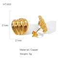 Elegante vergoldete gewellte Kupferstecker mit glänzender Metalloberfläche - Croissant-Wellen-Stil (HT493)