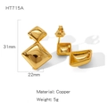 Elegante goldene geometrische Ohrringe mit doppellagigen Rautensteckern aus Kupfermaterial - Geschichteter Rhombus-Stil (HT715A)