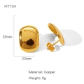 Elegante goldene Ohrstecker in Kieselform mit hochglanzpolierter Metalloberfläche - Polierter Kieselstein-Stil (HT734)