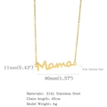 Gold plated 316L stainless steel Mama letter pendant necklace on a delicate O-chain - Cursive Mama Lettering (HN0179G01)