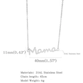 Silver 316L stainless steel Mama letter pendant necklace with 45cm chain - Cursive Mama Lettering (HN0179S01)